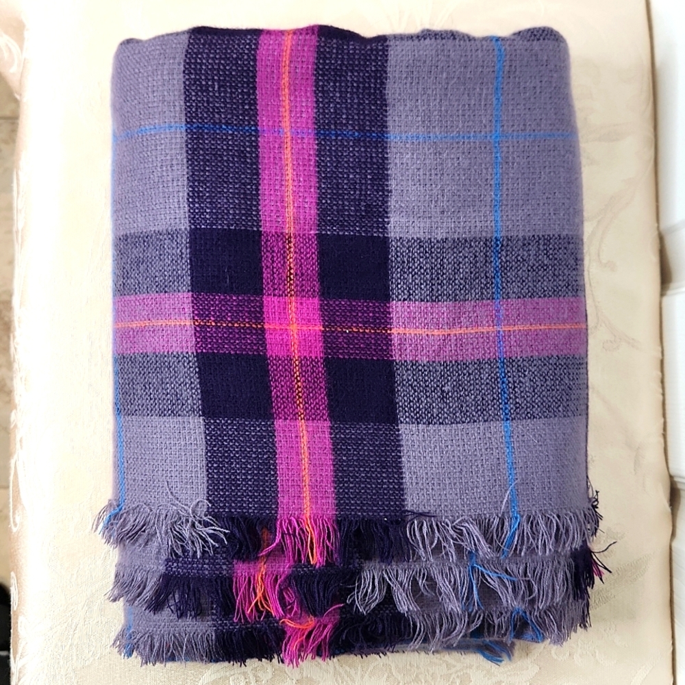 A New Day blanket scarf purple and pink plaid oversized